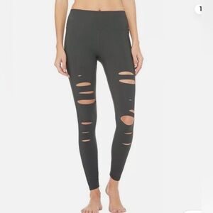 Alo Yoga High Waisted Ripped Warrior Black Leggings Small